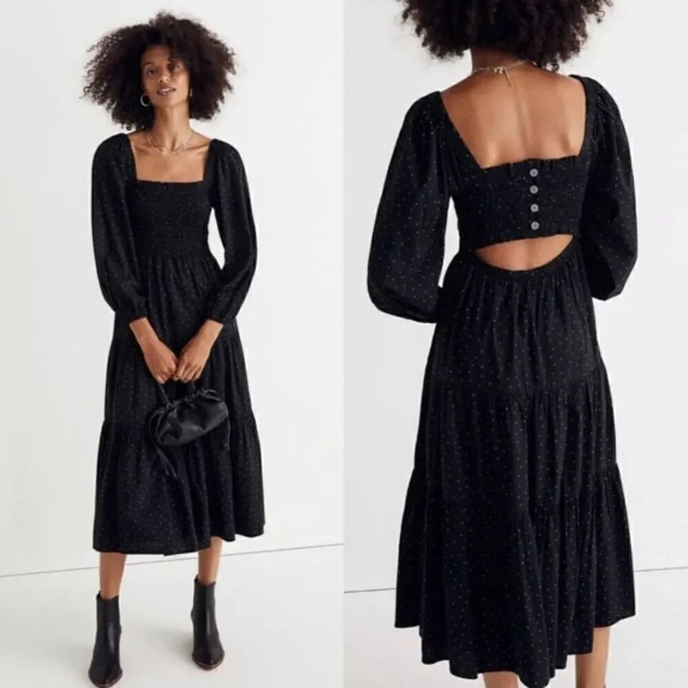 Madewell Lucie Tiered Midi Dress in Dot Item NH099 S NWT